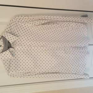 Chaps No Iron Navy Polka Dot Button Up